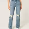Rippade Medium Wash High-Rise Straight Jeans