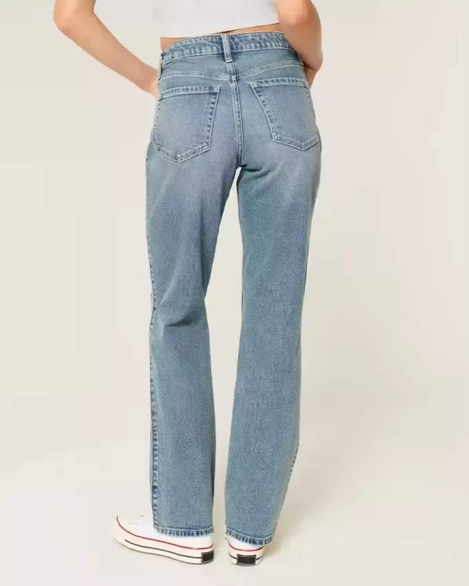 Rippade Medium Wash High-Rise Straight Jeans