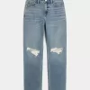 Rippade Medium Wash High-Rise Straight Jeans