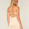 Satin axelbandslös rosett Bodycon Klänning Satin axelbandslös rosett Bodycon Klänning