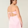 Satin axelbandslös rosett Bodycon Klänning Satin axelbandslös rosett Bodycon Klänning