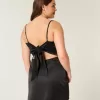 Satin Back Bow Bodycon Klänning Satin Back Bow Bodycon Klänning