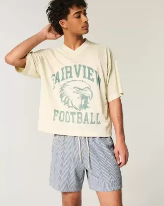 Seersucker Pull-On Shorts på mitten av låret