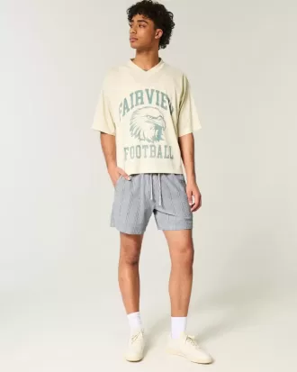 Seersucker Pull-On Shorts på mitten av låret