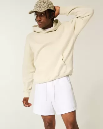 Seersucker-shorts i linneblandning på mitten av låret