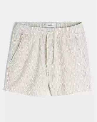 Seersucker-shorts i linneblandning på mitten av låret