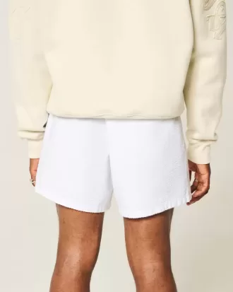 Seersucker-shorts i linneblandning på mitten av låret