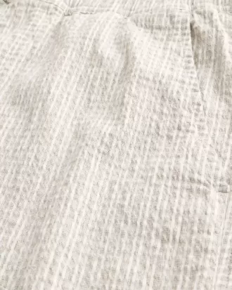 Seersucker-shorts i linneblandning på mitten av låret