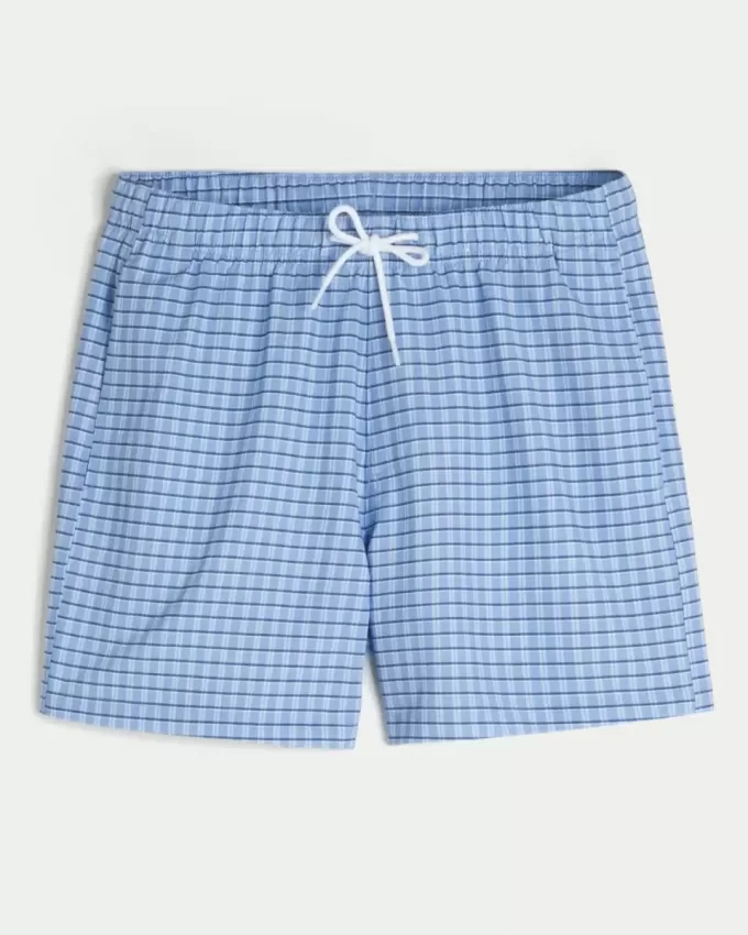 Seersucker volley badshorts på mitten av låret Seersucker volley badshorts på mitten av låret