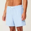 Seersucker volley badshorts på mitten av låret Seersucker volley badshorts på mitten av låret