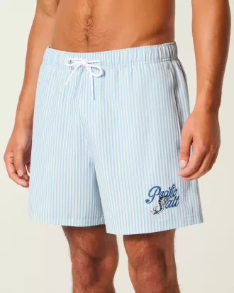 Seersucker volley badshorts på mitten av låret