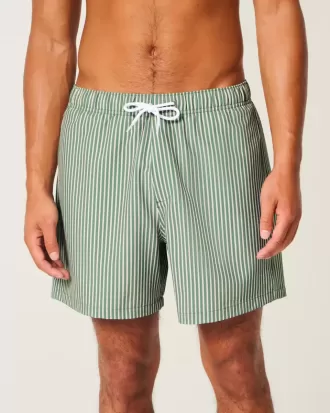 Seersucker volley badshorts på mitten av låret