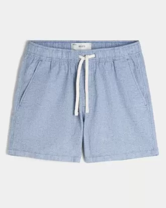 Shorts i linneblandning på mitten av låret