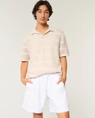 Shorts med linneblandning över knäet