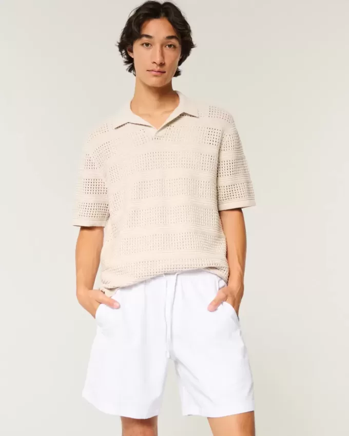 Shorts med linneblandning över knäet Shorts med linneblandning över knäet