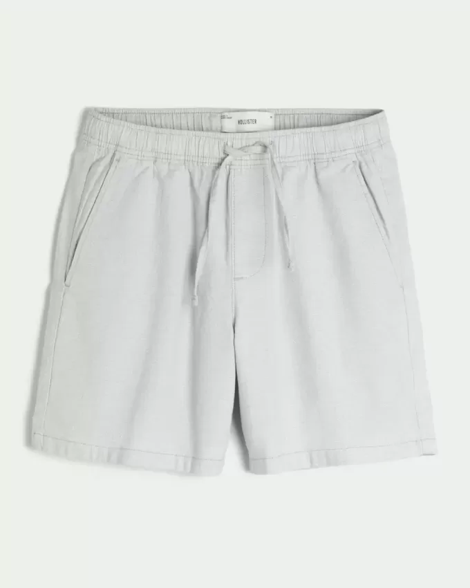 Shorts med linneblandning över knäet