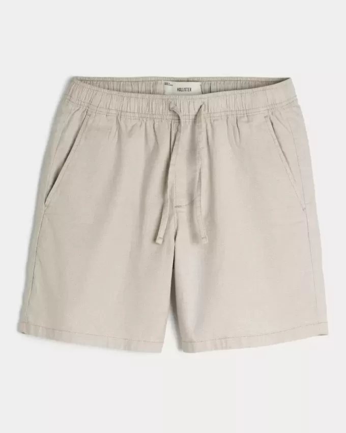 Shorts med linneblandning över knäet