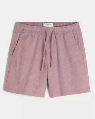 Shorts med linneblandning över knäet