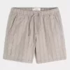 Shorts med linneblandning över knäet