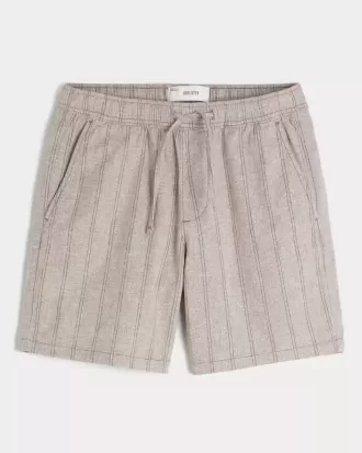 Shorts med linneblandning över knäet