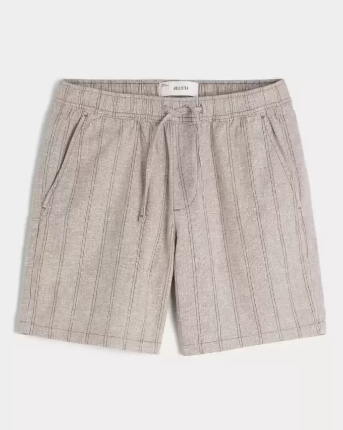 Shorts med linneblandning över knäet