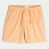 Shorts med linneblandning över knäet