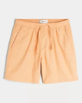 Shorts med linneblandning över knäet