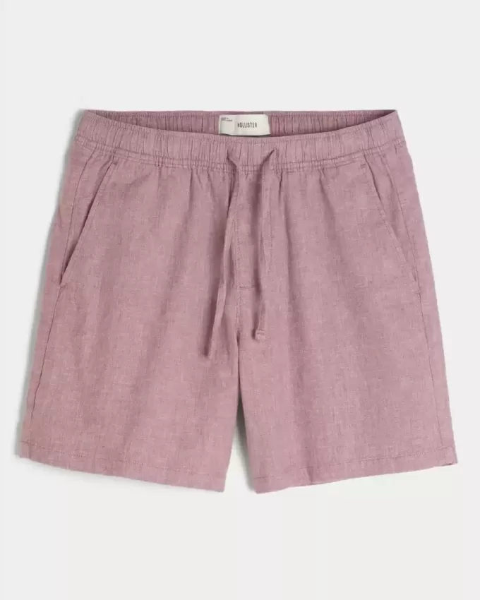 Shorts med linneblandning över knäet
