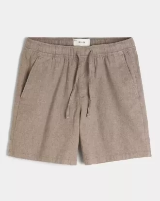 Shorts med linneblandning över knäet