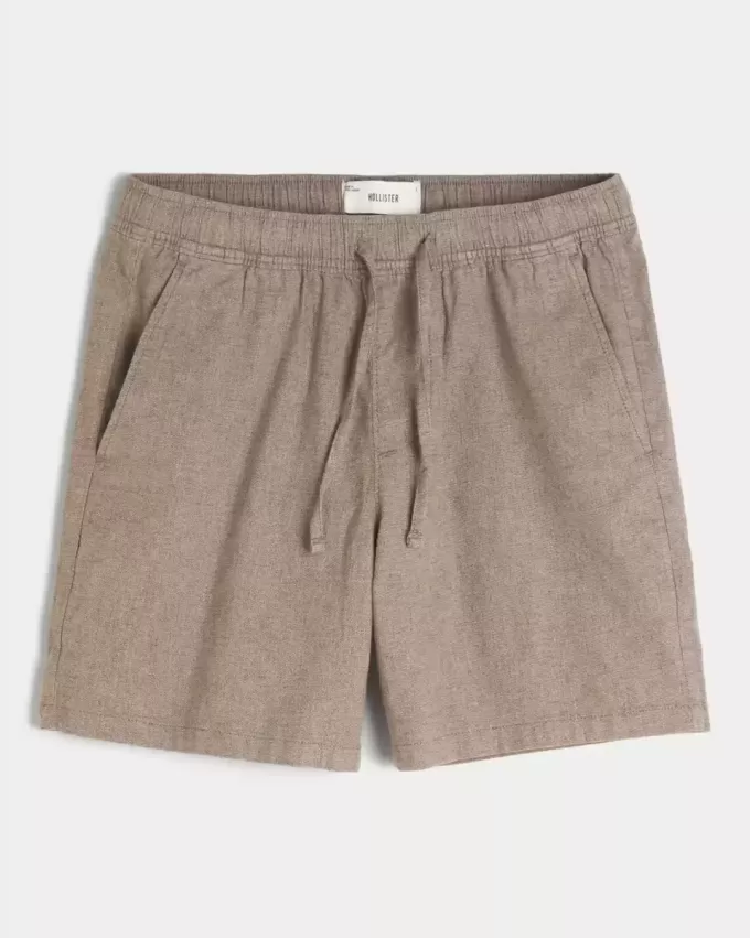 Shorts med linneblandning över knäet