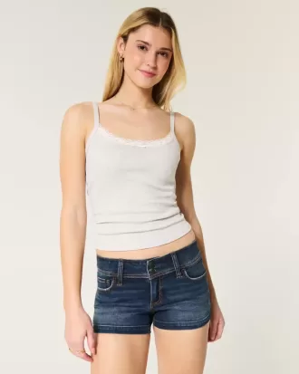 Shorts-shorts av denim med mörk tvätt i låg höjd