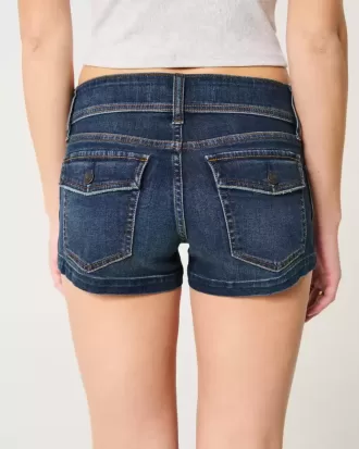 Shorts-shorts av denim med mörk tvätt i låg höjd