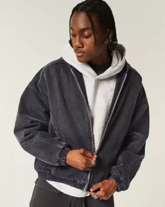 Skaterjacka med dragkedja i jeans