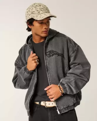 Skaterjacka med dragkedja i jeans