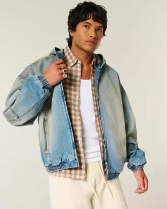 Skaterjacka med dragkedja i jeans