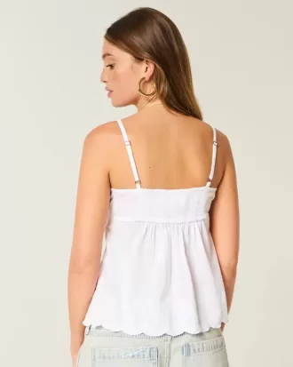 Skimrande broderad Babydoll-topp
