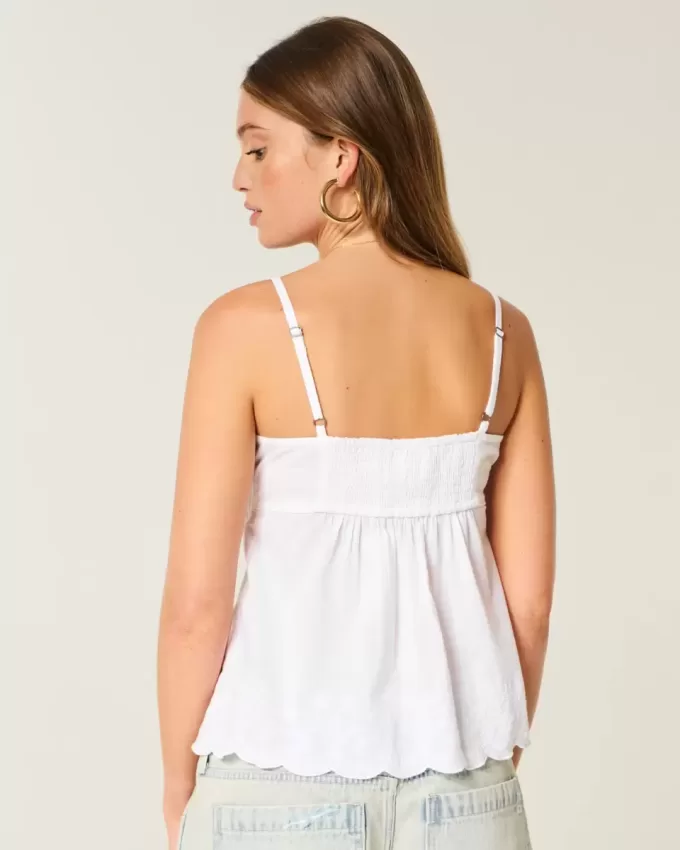Skimrande broderad Babydoll-topp Skimrande broderad Babydoll-topp