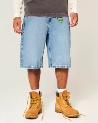 Skull Graphic Super Baggy jeansshorts