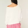 Slouchy off-the-shoulder flagga hjärta grafisk tröja Slouchy off-the-shoulder flagga hjärta grafisk tröja