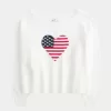 Slouchy off-the-shoulder flagga hjärta grafisk tröja Slouchy off-the-shoulder flagga hjärta grafisk tröja