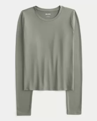 Sömlös tyg långärmad Crew Top