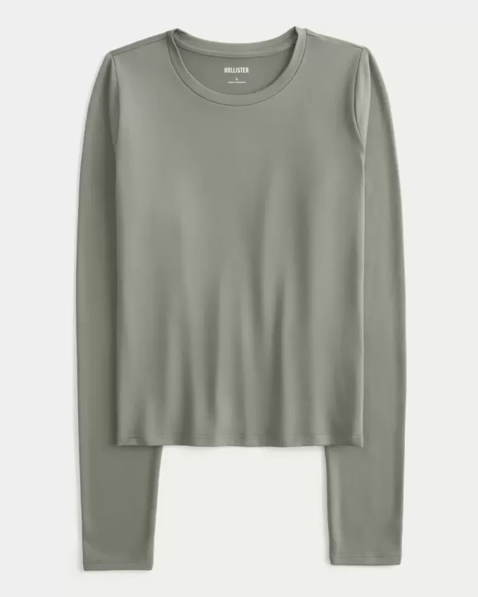 Sömlös tyg långärmad Crew Top Sömlös tyg långärmad Crew Top