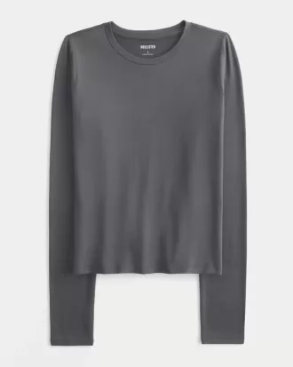 Sömlös tyg långärmad Crew Top