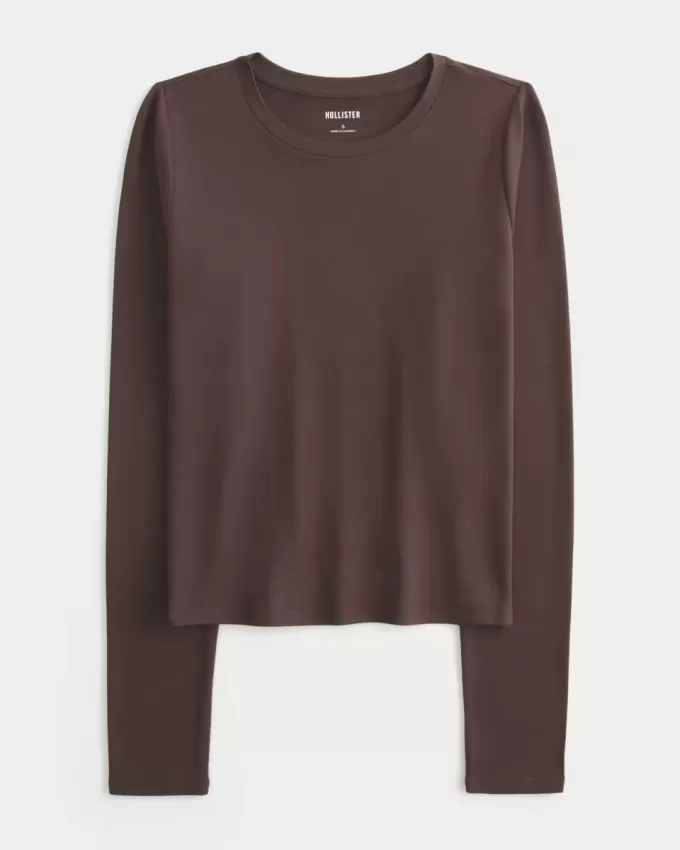 Sömlös tyg långärmad Crew Top Sömlös tyg långärmad Crew Top