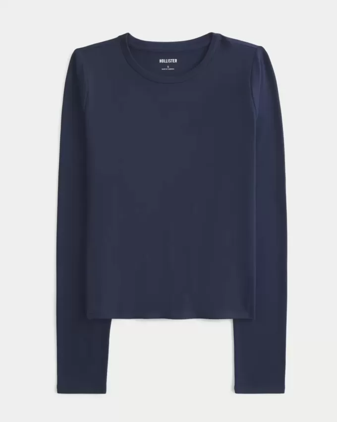 Sömlös tyg långärmad Crew Top Sömlös tyg långärmad Crew Top