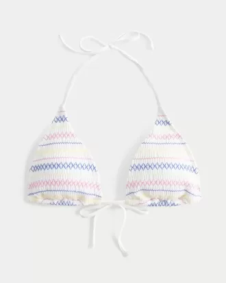 Smocked Halter Triangle Bikinitopp