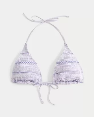 Smocked Halter Triangle Bikinitopp