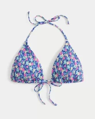 Smocked Halter Triangle Bikinitopp