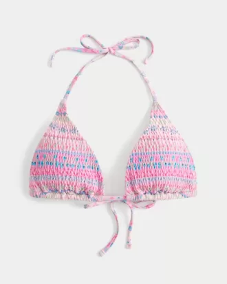 Smocked Halter Triangle Bikinitopp