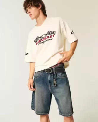 Snake Graphic Baggy jeansshorts
